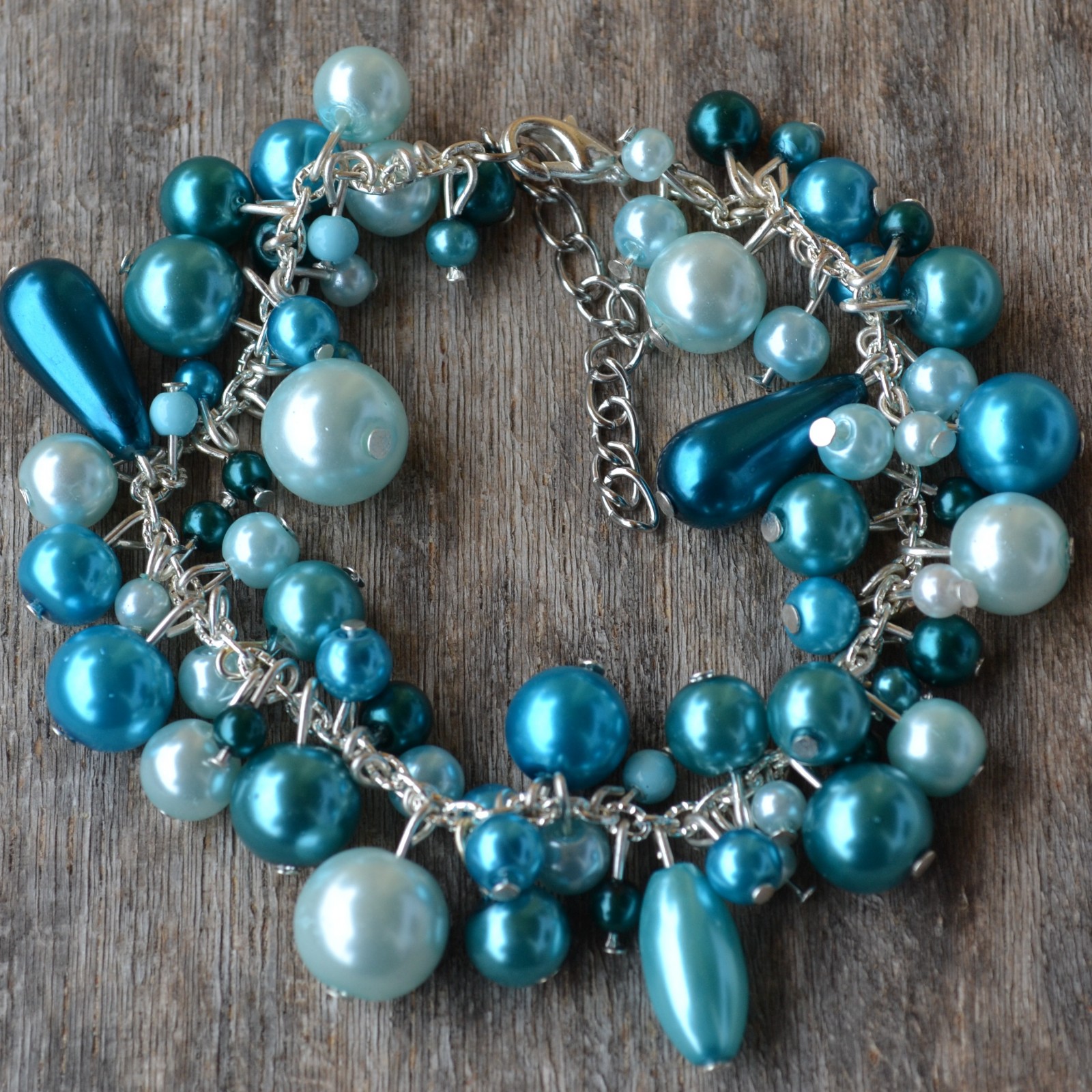 Perličkový náramek - tyrkysový