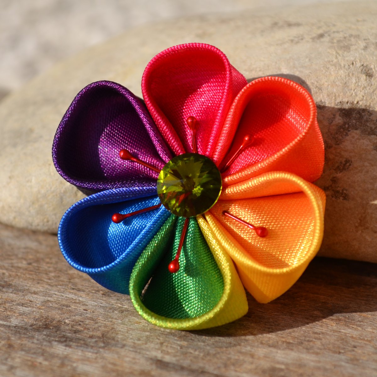 Kanzashi brož - Duha I