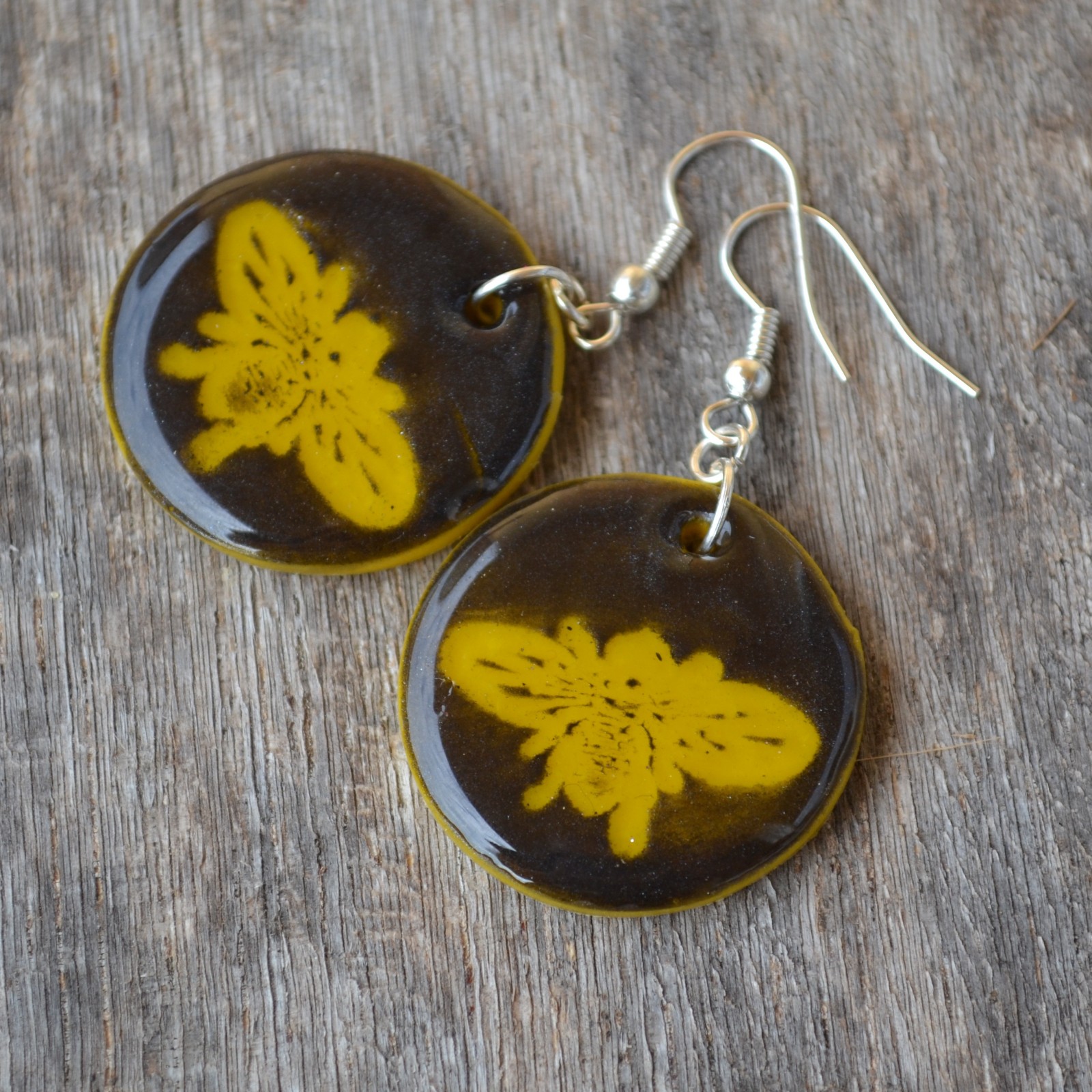 fimo náušky - včelička