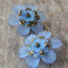 náušnice - modré květy