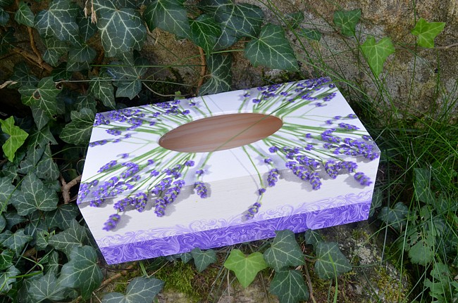 krabička na kapesníky levandule