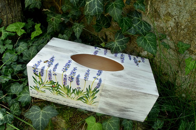 krabička na kapesníky levandule