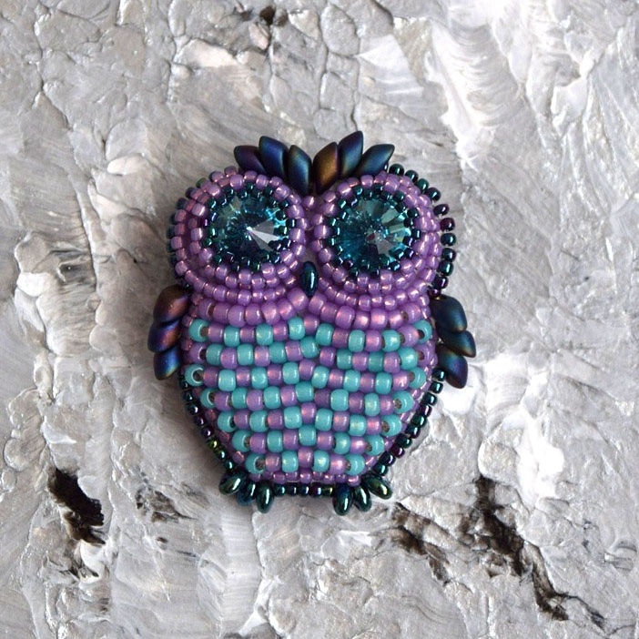 Sovička se Swarovskiho očičky - tyrkysovofialová