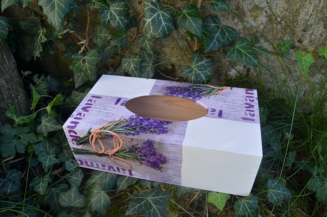 krabička na kapesníky levandule