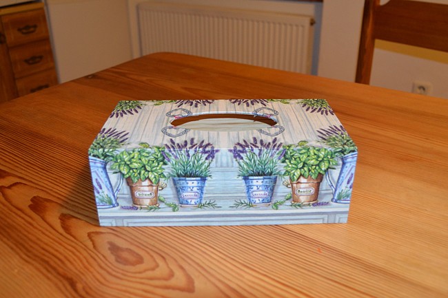 krabička na kapesníky levandule