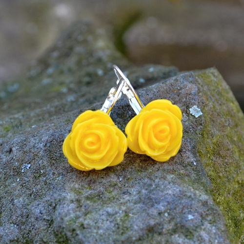 Náušnice - žluté fimo kytičky