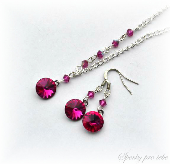 Sada Swarovski Elements Fuchsia