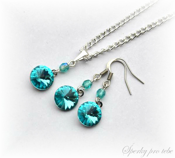 Sada Swarovski Elements Light Tourquise