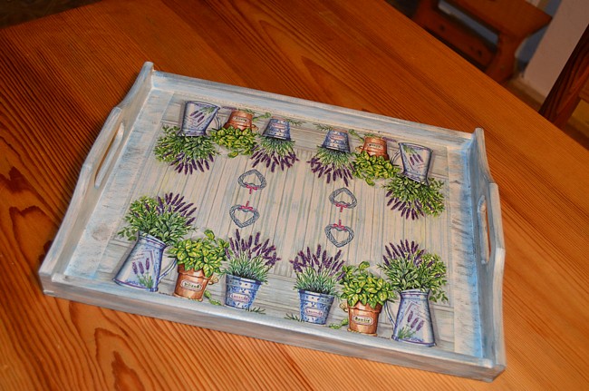 Podnos - levandule v modrém