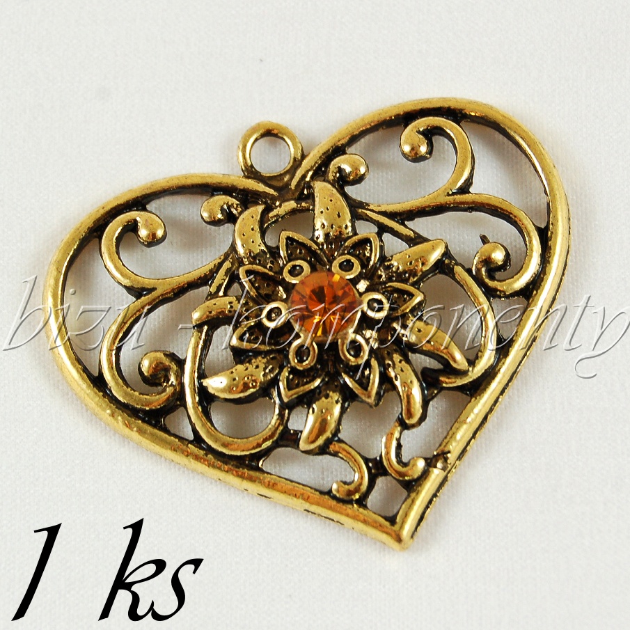 Srdce s medovým šatonem, zlatá barva (02 0097)