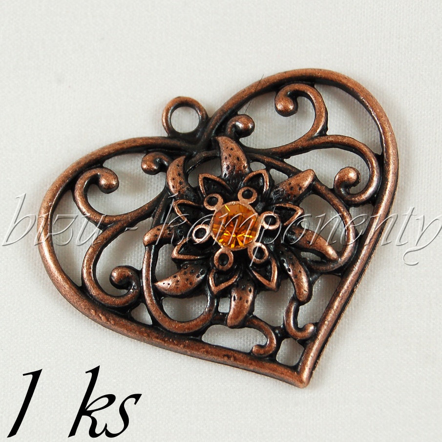 Srdce s medovým šatonem, měděná barva (02 0988)