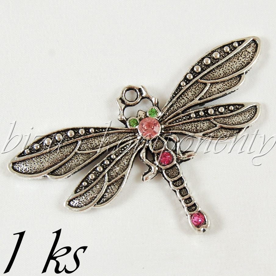 Veliká veselá  vážka, stříbrná barva (02 0975)