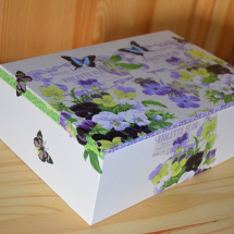 Krabička na čaj - 8 přihrádek - macešky a motýli