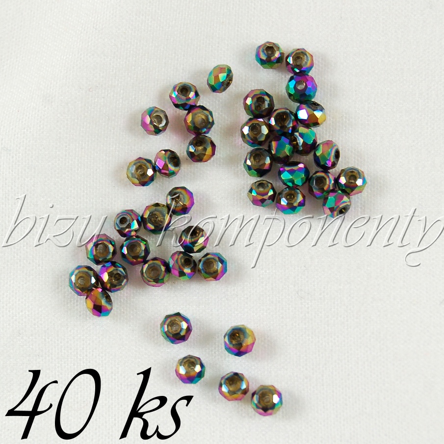 Šedý broušený korálek s pokovem 3mm 40ks (01 0189)