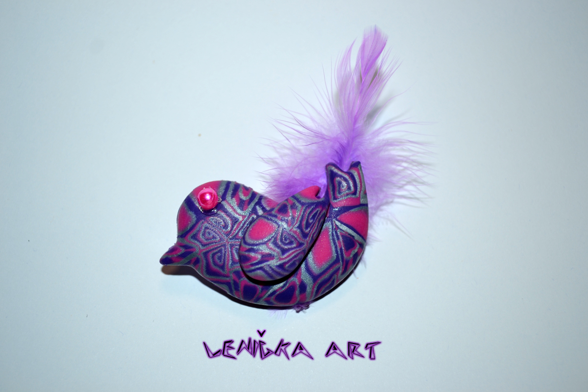 Ptáčková brož fialová 