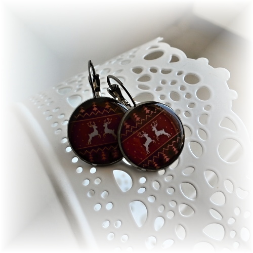 Vánoční náušnice - červené