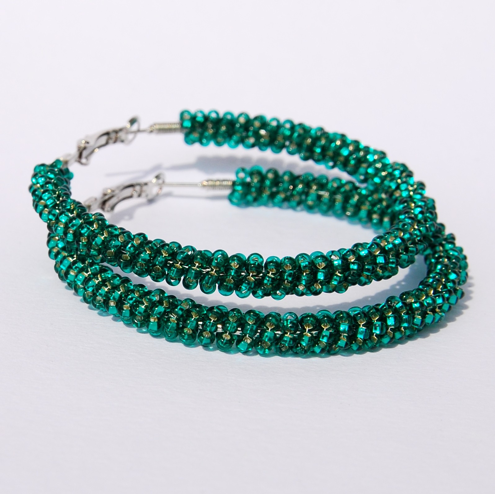 Zelené krásky s leskem - náušnice kruhy velké