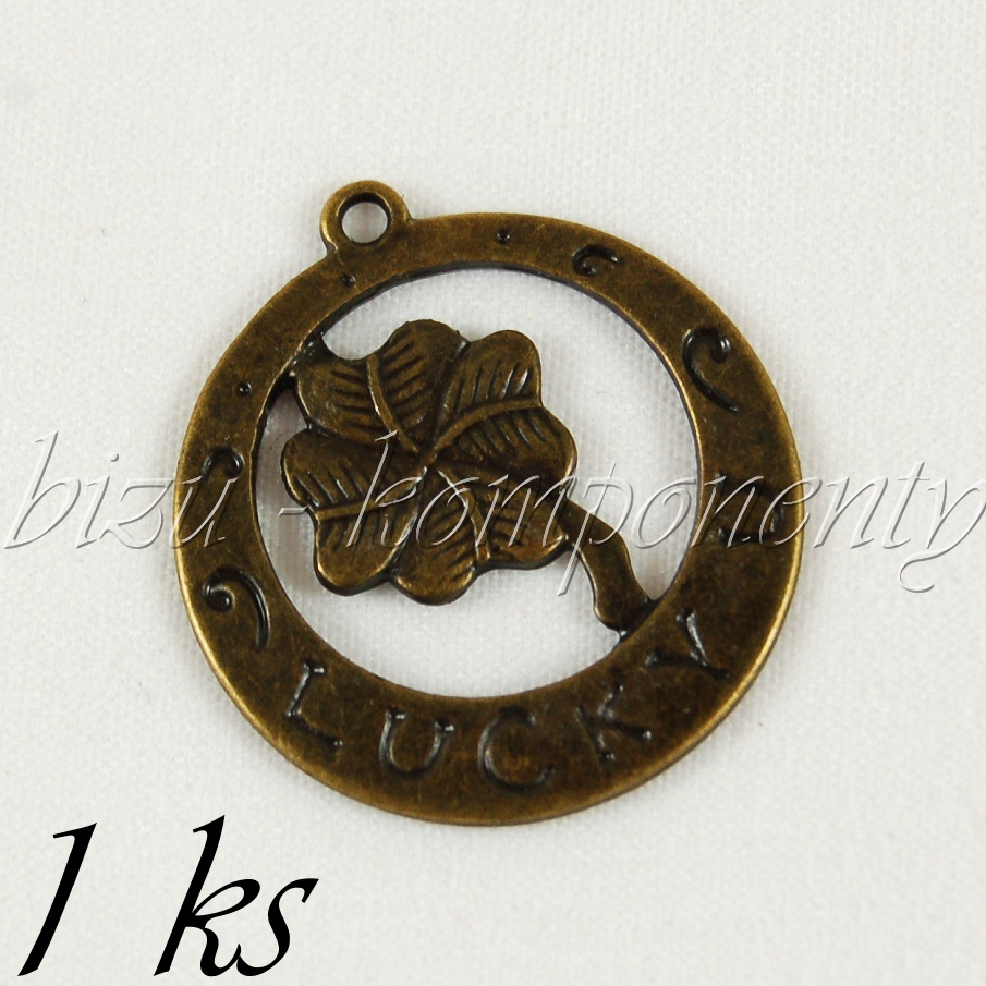 Čtyřlístek v koužku, bronzová barva (02 0305)