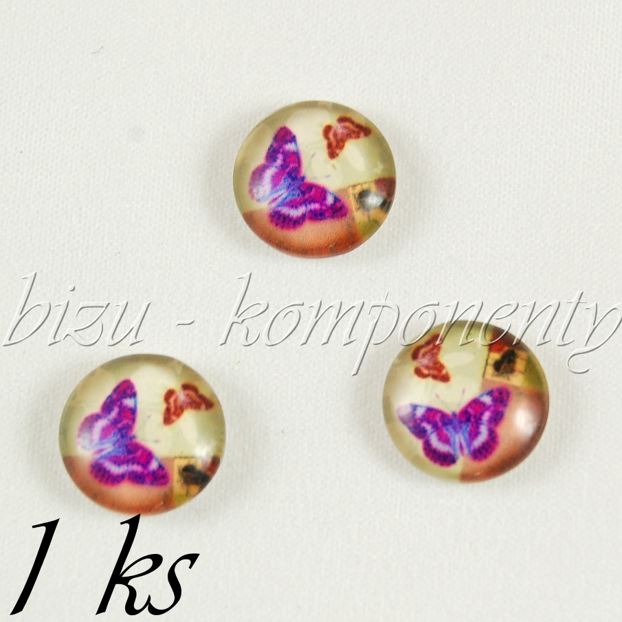 Skleněný kabošon fialový motýl (35 2213)