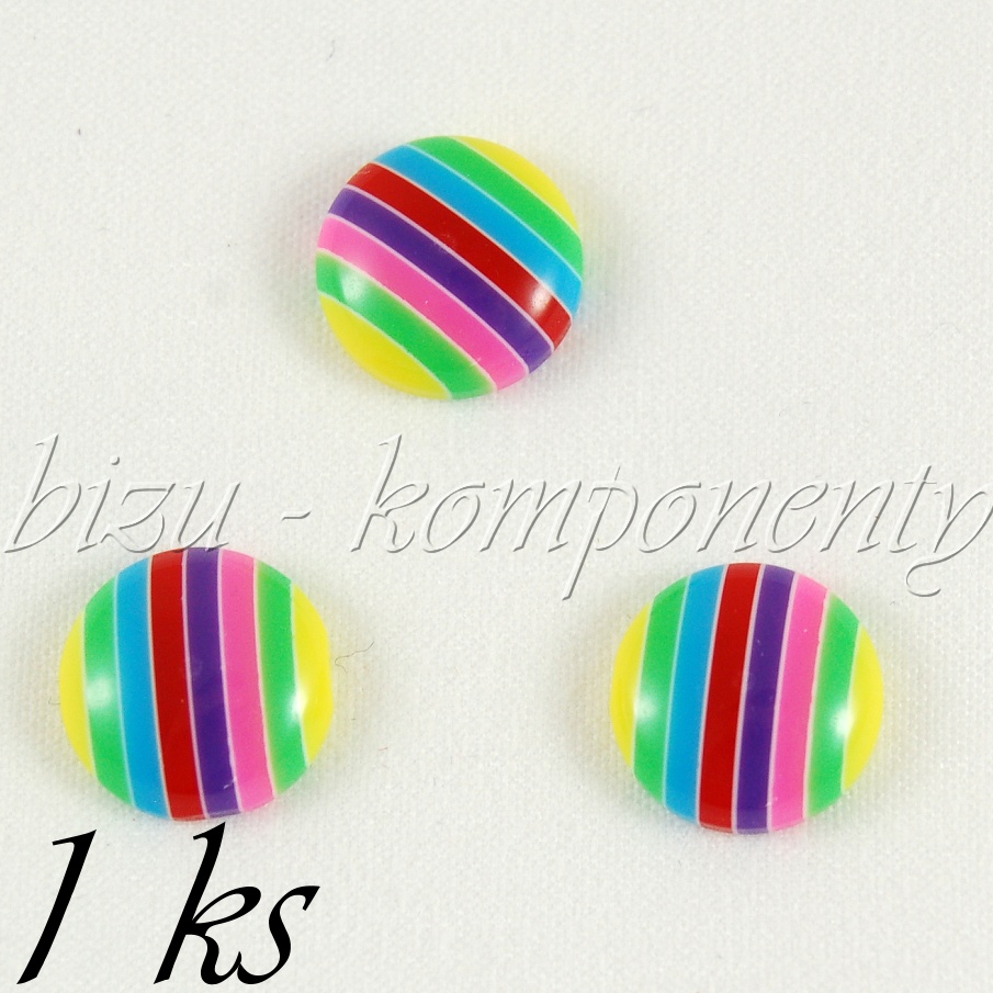 Barevný pruhovaný kabošon (35 0045)