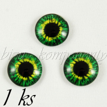 Skleněný kabošon zeleno-žluté oko, 12 mm (35 2202)