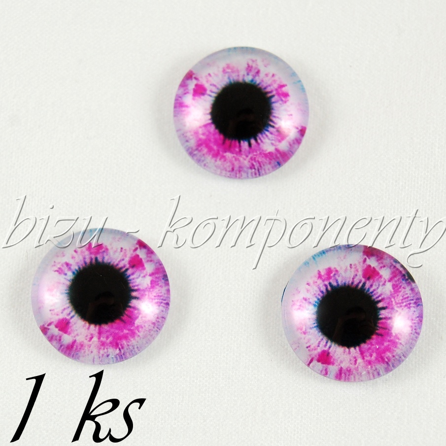 Skleněný kabošon světle růžové oko (35 2204)