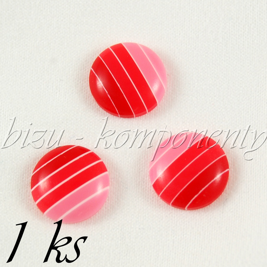 Červený pruhovaný kabošon (35 0054)