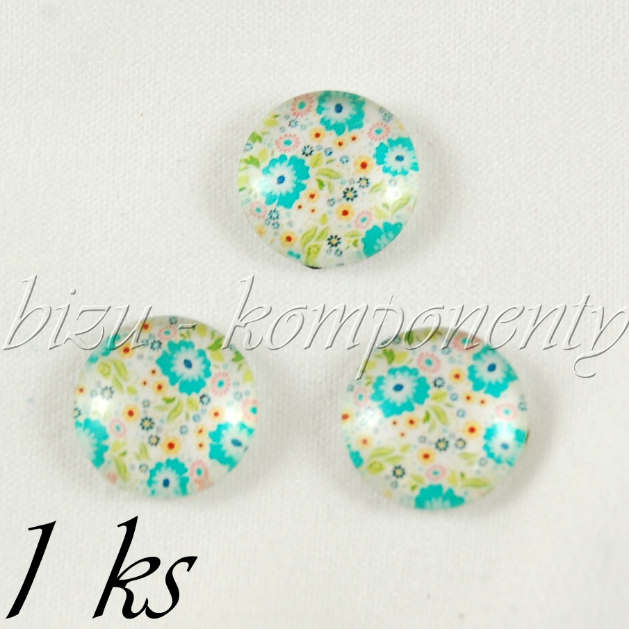 Skleněný kabošon se záplavou kvítků (35 2235)