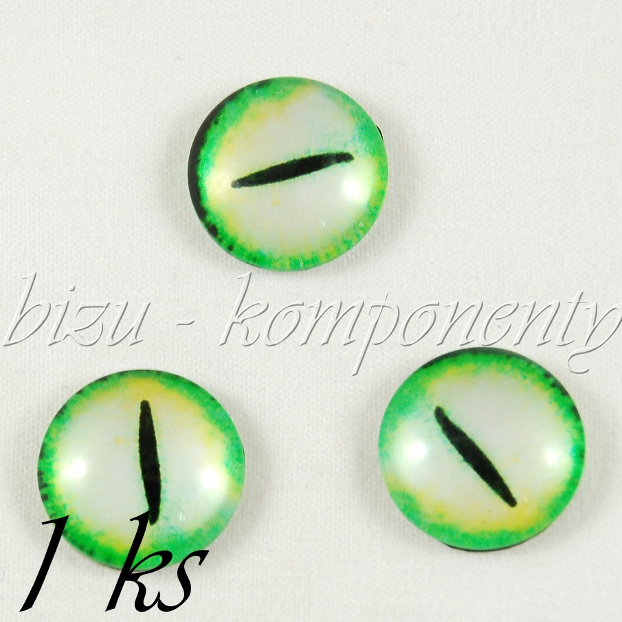 Skleněný kabošon světle zelené oko (35 2231)