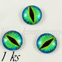 Skleněný kabošon zeleno-modré oko (35 2230)