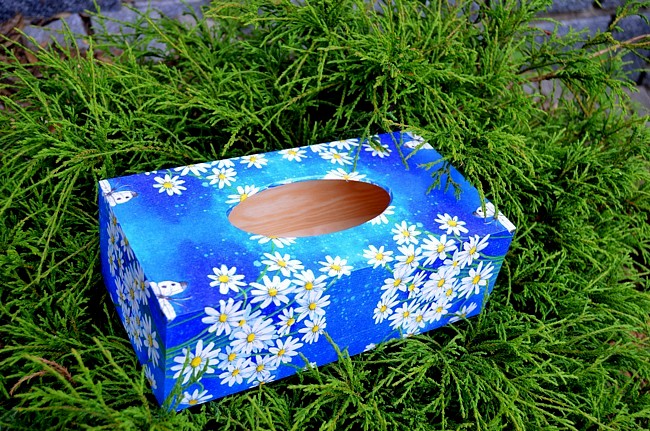 krabička na kapesníky kopretiny