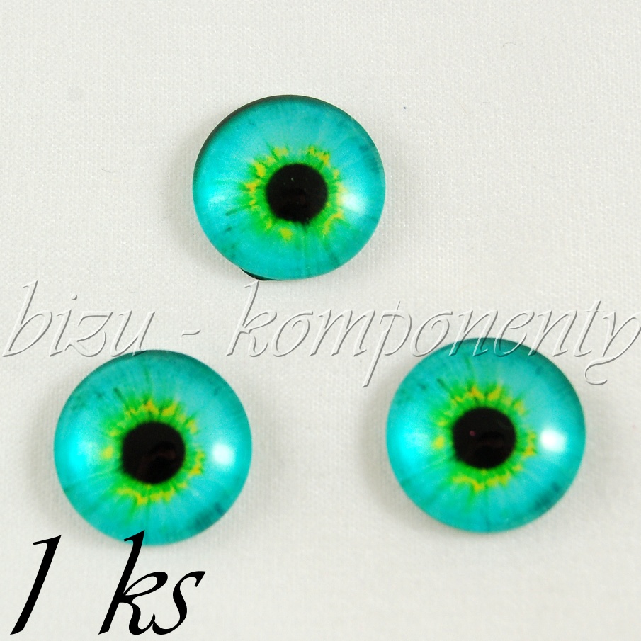 Skleněný kabošon žluto - modré oko  16 mm (35 2282)