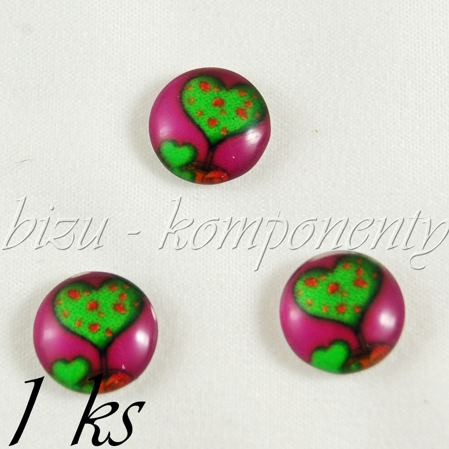 Skleněný kabošon pohádkový strom, 12 mm (35 2247)