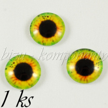 Skleněný kabošon žluté oko, 16 mm (35 2375)