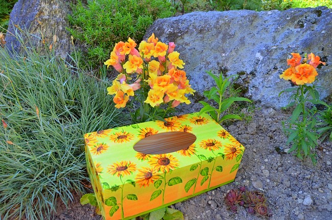 krabička na kapesníky slunečnice