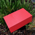 Krabička na čaj - 8 přihrádek - bílé puntíky na červené