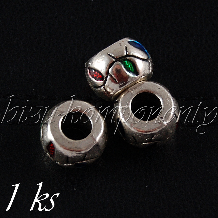 Kovový korálek se smaltovanými lístky (28 0079)