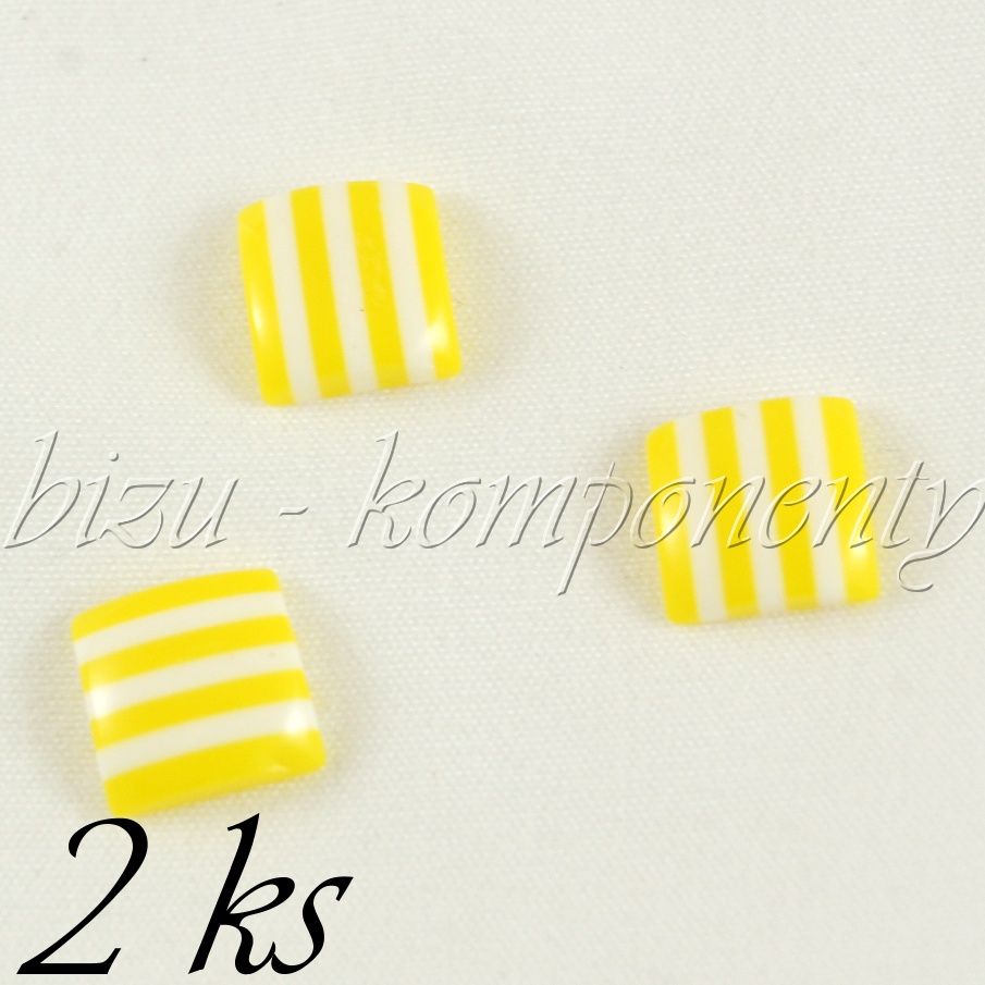Žluto-bílý pruhovaný kabošon 2ks (35 0060)