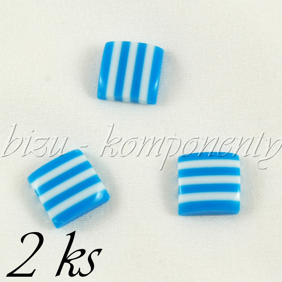 Modro-bílý pruhovaný kabošon 2ks (35 0055)