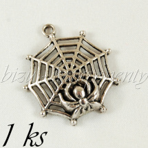 Pavučina s pavoučkem, stříbrná barva (02 1067)