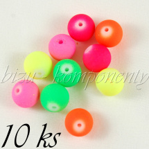 Směs neonových skleněných korálků 10mm 10ks (01 0405)