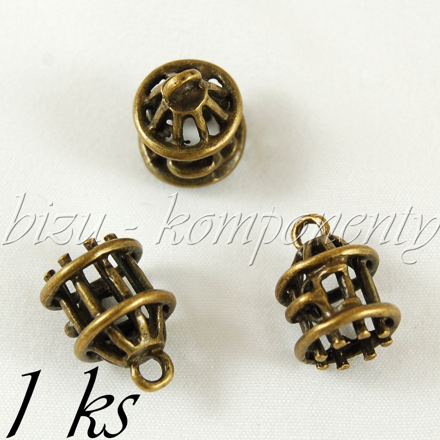 Ptačí klec 3D, bronzová barva (02 1083)