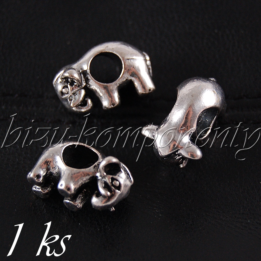 Kovový korálek slon (28 0088)