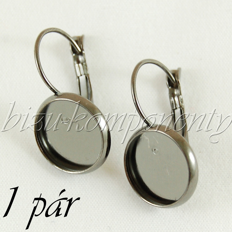 Náušnicové háčky s kulatým lůžkem 12mm, gunmetalová barva (14 0100)
