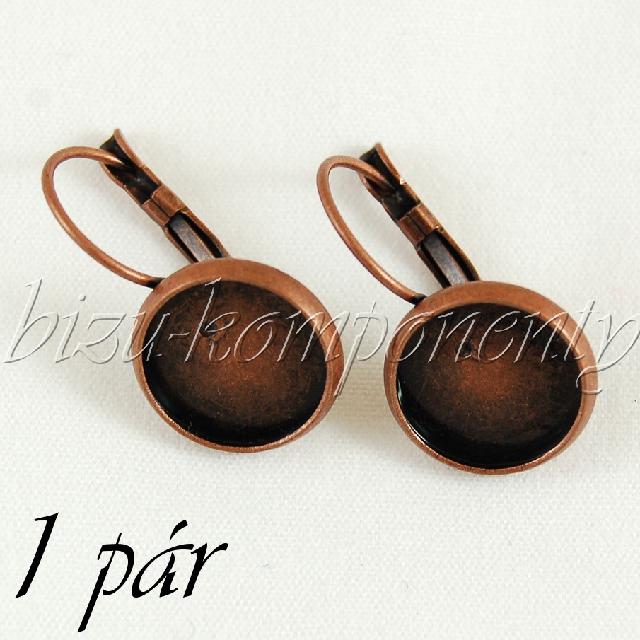 Náušnicové háčky s kulatým lůžkem 12mm, měděná barva (13 0100)