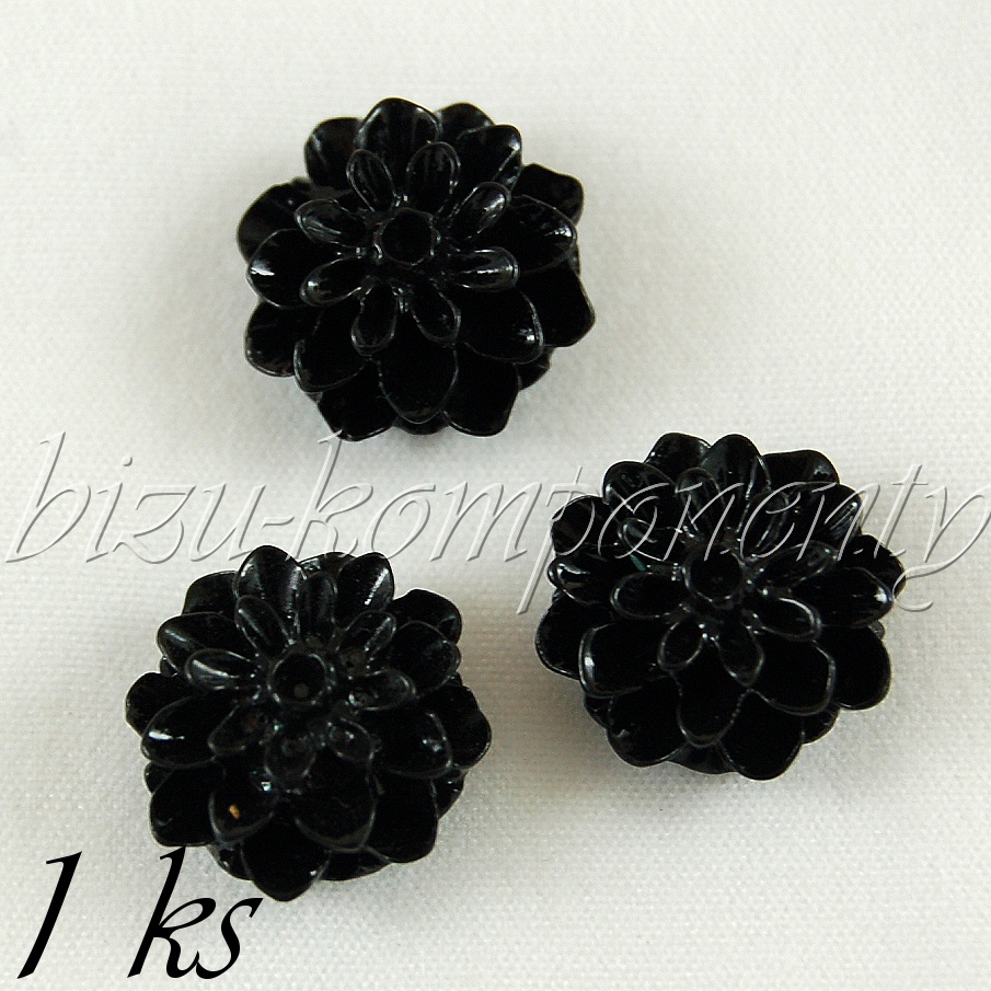 Černý kabošon jiřinka (35 0023)