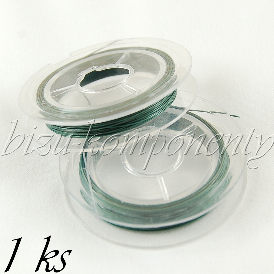 Tmavé zelenošedivé bižuterní lanko 0,45mm 10m (56 0009)