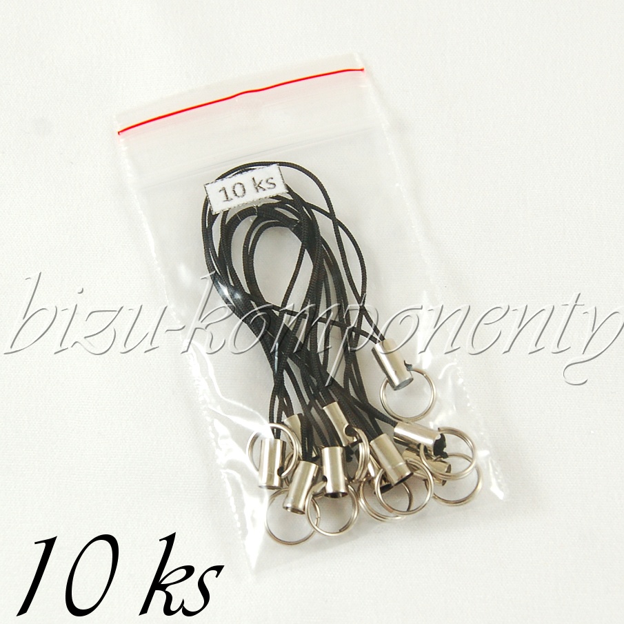 Černé poutko s dvojitým kroužkem - 10ks (41 0020)