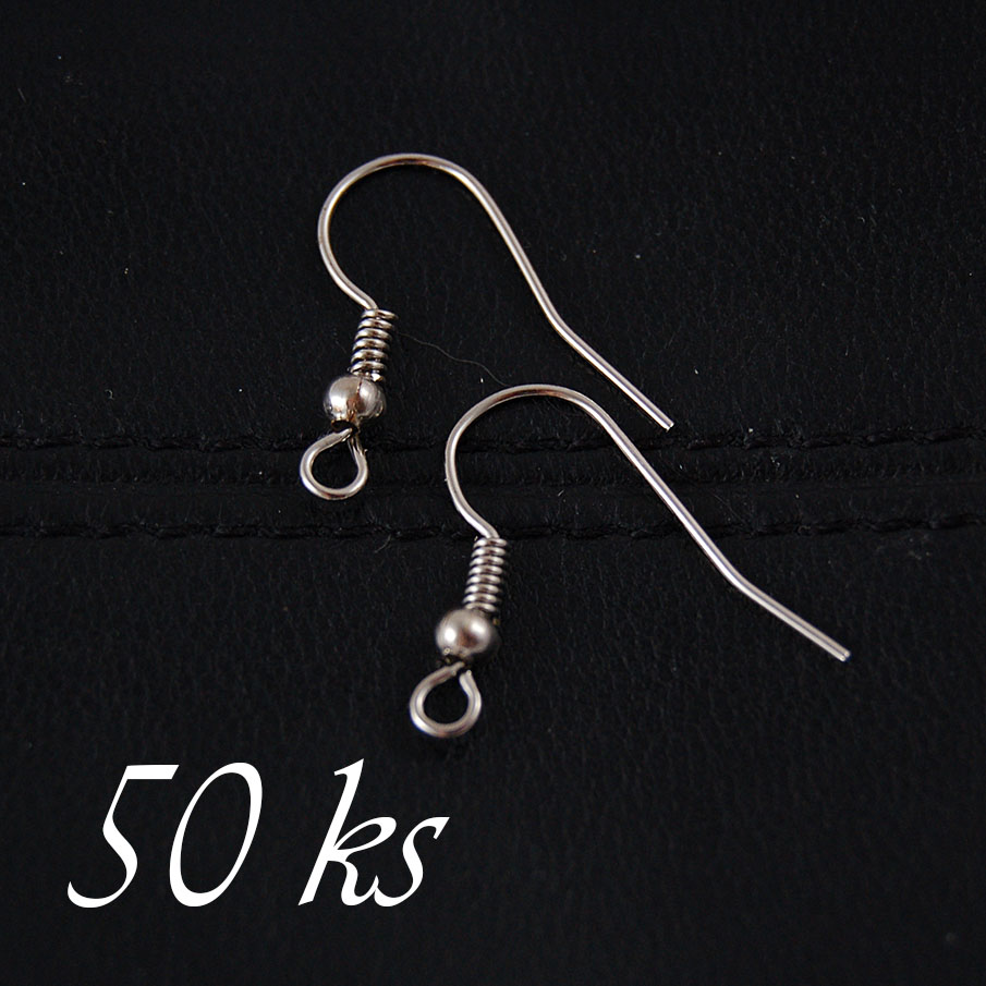 Náušnicové háčky KaP 50ks, platinová barva (12 0001)