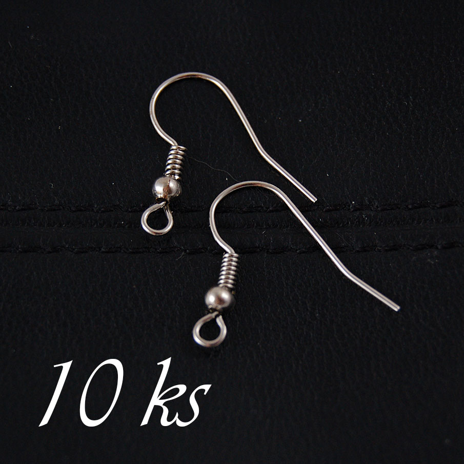 Náušnicové háčky KaP 10ks, platinován barva (12 0002)